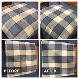 before and after upholstery cleaning on chairs fabric
